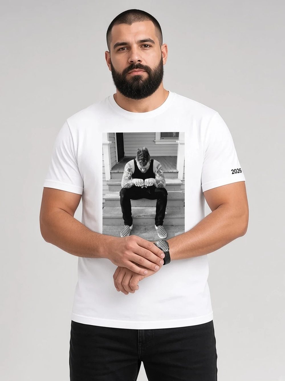 A model wearing the Knuckles shirt