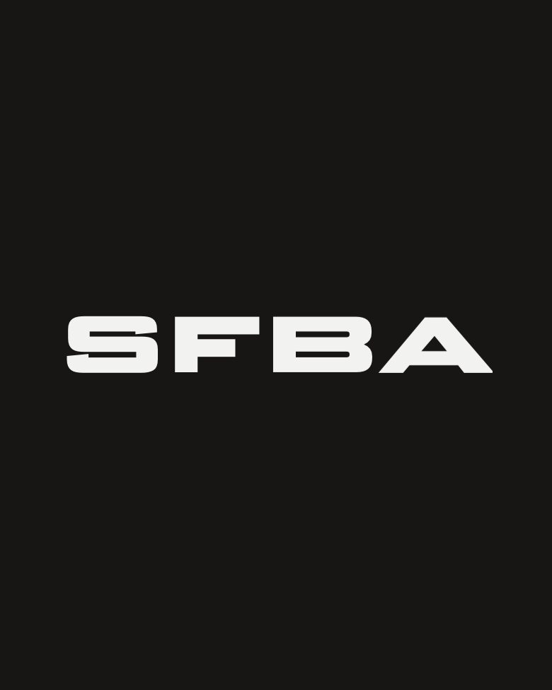 The SFBA wordmark in paper on the ink curtain between pages